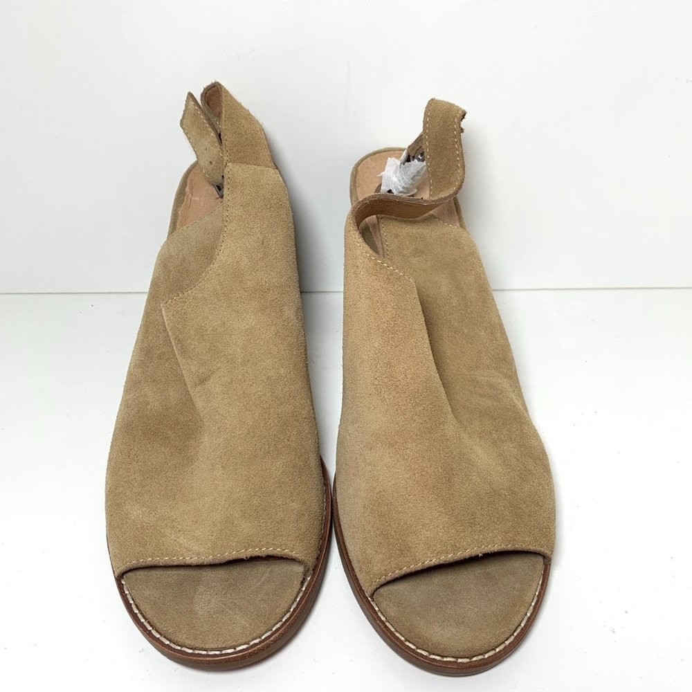 NEW Madewell Cary Suede Heel Open Toe Slingback Block Heel Sandals Tan 11 - Picture 2 of 7